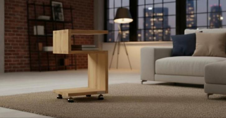 Bijzettafel teak S-design, Huis en Inrichting, Stoffering | Vloerbedekking, Ophalen