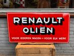 RENAULT Oliën oud emaille reclamebord, Verzamelen, Ophalen of Verzenden, Gebruikt, Reclamebord