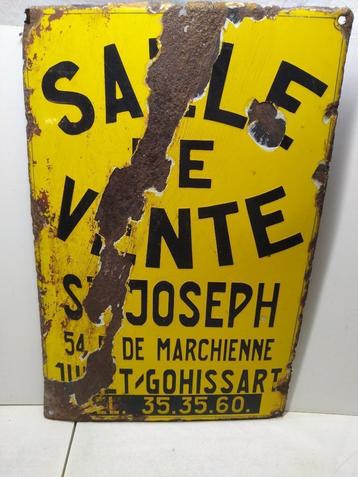 Ancienne plaque émaillée de 1950, Collections, Enlèvement ou Envoi, Utilisé, Panneau publicitaire