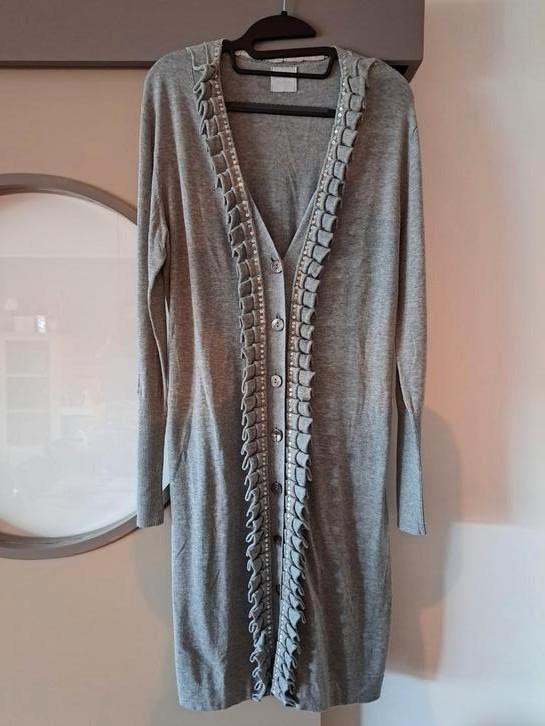 Uno Due,  lange cardigan mt 42, Kleding | Dames, Truien en Vesten, Zo goed als nieuw, Maat 42/44 (L), Grijs, Ophalen of Verzenden