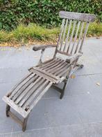Deckchair - ligstoel met voetensteun, Tuin en Terras, Ophalen, Gebruikt, Hout, Inklapbaar