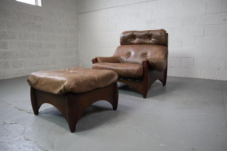 Ranger lounge chair with ottoman by Erik Deforce for Gervan, Antiek en Kunst, Antiek | Meubels | Stoelen en Sofa's, Ophalen