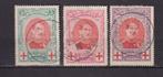 België 1915 OBP 132-134 Albert 1 Ten bate van het Rode Kruis, Postzegels en Munten, Postzegels | Europa | België, Gestempeld, Rode kruis