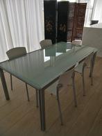 moderne tafel van 180 met 4 stoelen, Huis en Inrichting, Ophalen, Gebruikt, 50 tot 75 cm, Metaal of Aluminium