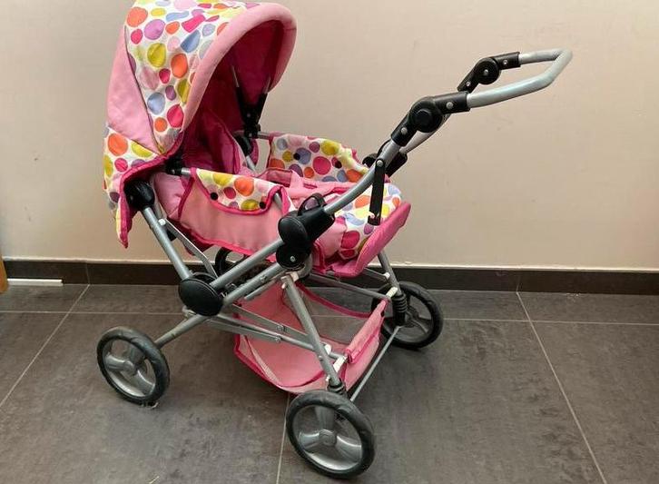 Poppenkoets met verstelbare duwstang, Kinderen en Baby's, Speelgoed | Poppen, Zo goed als nieuw, Ophalen