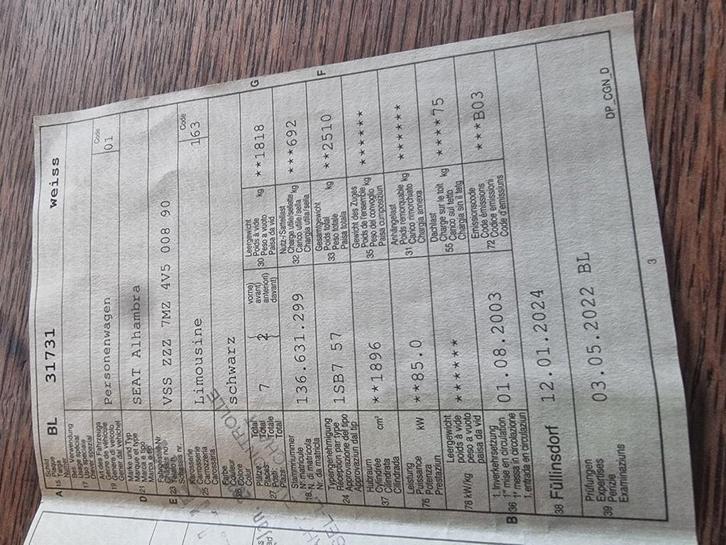 Seat alhambra 5 +2,  1,9 tdi met rodw sritpje. BJ2003, Autos, Seat, Particulier, Alhambra, Enlèvement