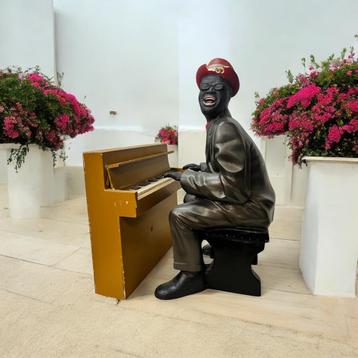 Vintage 2delig  jazz beeld: pianospeler en piano, Antiek en Kunst, Ophalen of Verzenden