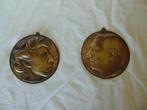 2 Plaques en Bronze de Leon Vogelaar, Antiquités & Art, Antiquités | Bronze & Cuivre, Bronze, Enlèvement ou Envoi
