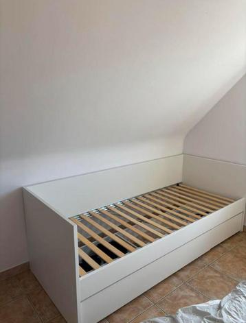 Lit banquette convertible en lit double ou rangement Vihals, Neuf, Une personne, Blanc, Enlèvement