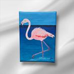 Origineel handgemaakt acrylverf schilderij flamingo 13x18, Antiek en Kunst, Kunst | Schilderijen | Modern, Verzenden