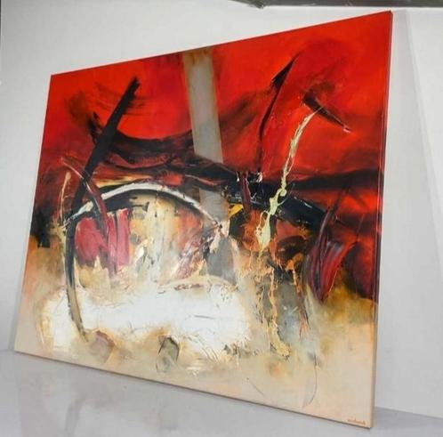 Groot Schilderij 160X200 Hans Vanhorck 2006 Red Territories, Antiek en Kunst, Kunst | Schilderijen | Abstract, Ophalen