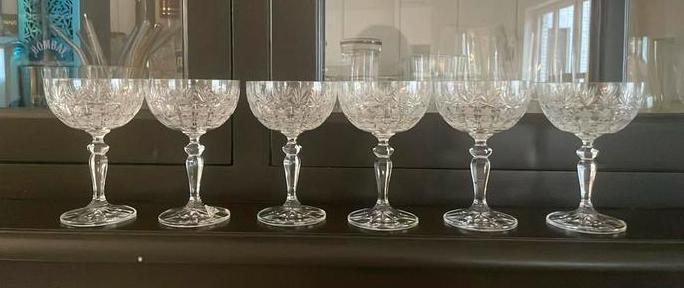 Bohemia kristallen champagneglazen, Verzamelen, Glas en Drinkglazen, Zo goed als nieuw, Ophalen