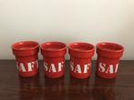 Waechtersbach set 4 bekers mokken rood wit decor Saft, Ophalen of Verzenden