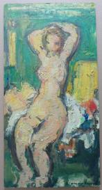 KAREL JAN VAN DEN HEUVEL / NAAKT / OLIEVERF PANEEL / 55x28cm, Antiek en Kunst, Ophalen of Verzenden