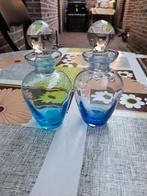 Mini parfum flesjes met deksel blauwe glas perfecte staat, Antiek en Kunst, Ophalen of Verzenden