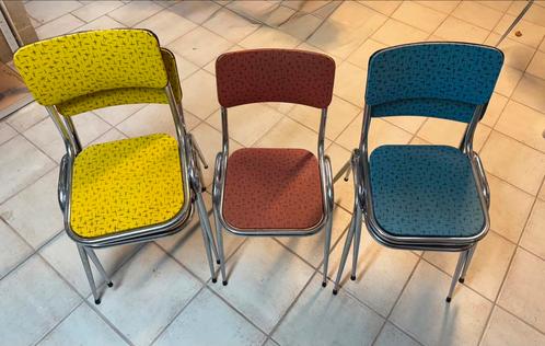 6 vintage stoelen TDS (jaren ’50) – Belgisch design – retro, Huis en Inrichting, Stoelen, Gebruikt, Metaal, Overige kleuren, Ophalen