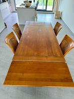 Eiken/kersenhouten tafel met 4 stoelen, 150 tot 200 cm, 100 tot 150 cm, Gebruikt, Rechthoekig