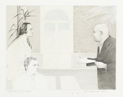 Jan Vanriet originele grote aquarel-kleurpotloodtekening, Antiek en Kunst, Kunst | Tekeningen en Fotografie, Ophalen