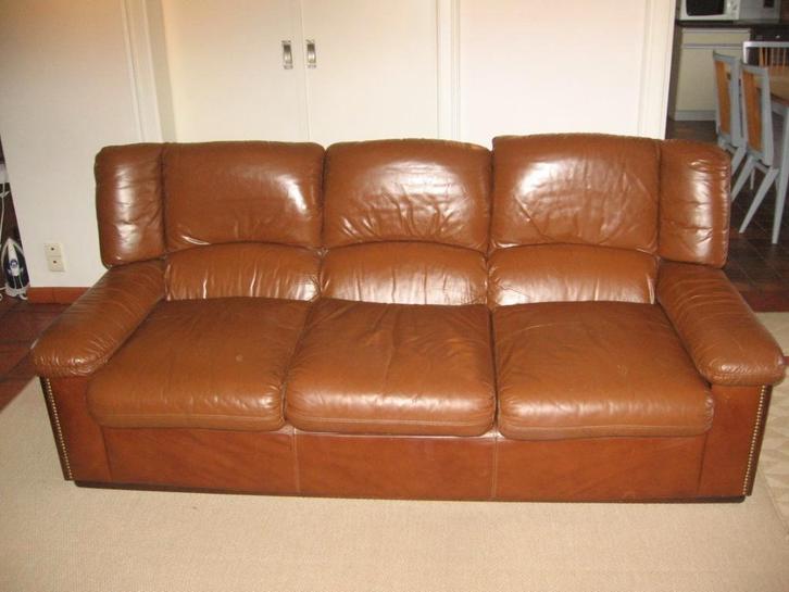 Canapé 3 places en cuir, Maison & Meubles, Canapés | Salons, Comme neuf, Banc droit, Trois personnes, 200 à 250 cm, 100 à 125 cm