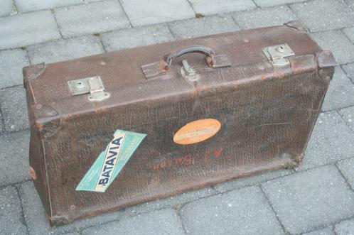 Prachtige art deco lederen valies (stoomvaart batavia), Handtassen en Accessoires, Tassen | Reistassen en Weekendtassen, Gebruikt