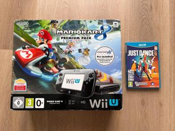 Te koop - Wii U 32GB - Zwart + Mario Kart 8 + Just Dance beschikbaar voor biedingen