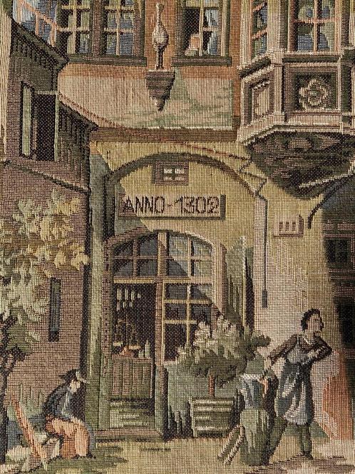 wandtapijt 1,47m x 0,50m stadje naar werk van Carl Spitzweg, Antiek en Kunst, Antiek | Tapijten, Tafelkleden en Textiel, Ophalen of Verzenden