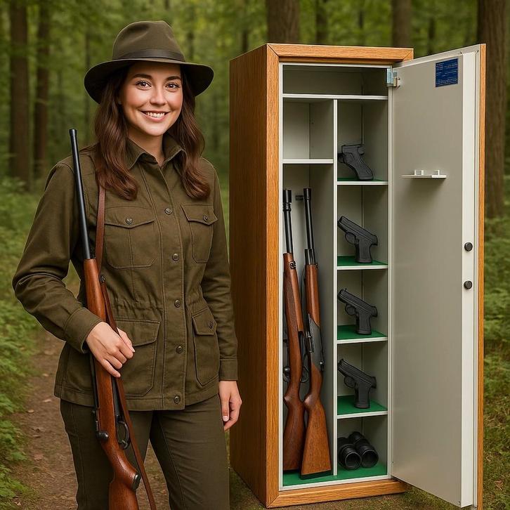 Coffre-fort unique en couleur bois, S1, pour 5 fusils, Sports & Fitness, Accessoires de sport de tir, Envoi