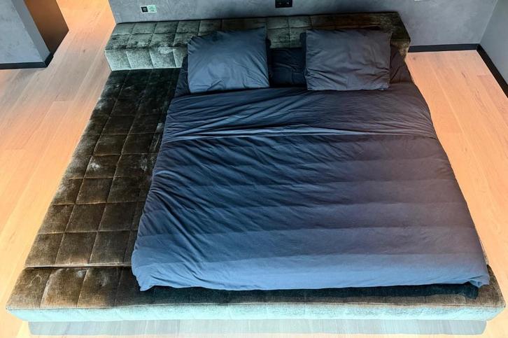 Bonaldo - Squaring penisola bed, Maison & Meubles, Chambre à coucher | Lits, Comme neuf, Deux personnes, 180 cm, 200 cm, Tissu