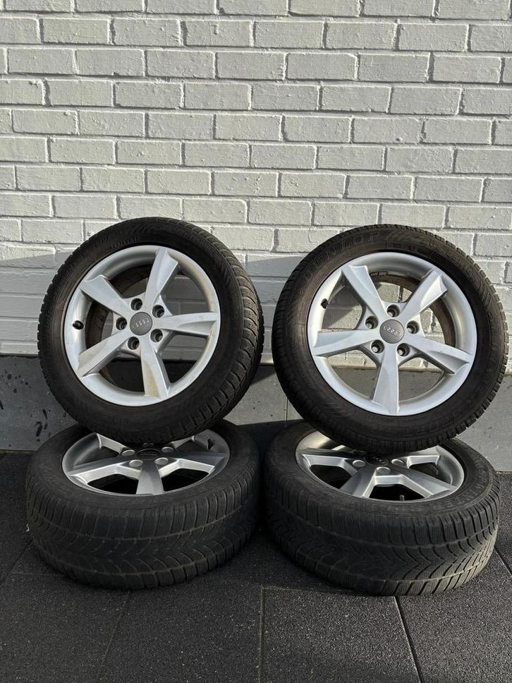Set originele Audi velgen met Dunlop winterbanden 205/55 R16, Auto-onderdelen, Banden en Velgen, Band(en), Winterbanden, Ophalen