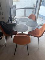 Eettafel + stoelen, Huis en Inrichting, Tafels | Eettafels, Ophalen, Gebruikt, 100 tot 150 cm, Rond