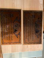 Twee Spreuken op koperen plaat met glas, Ophalen