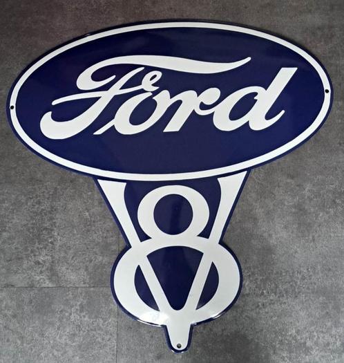 Ford V8 emaillen decoratie bord USA garage mancave borden, Collections, Marques & Objets publicitaires, Comme neuf, Panneau publicitaire