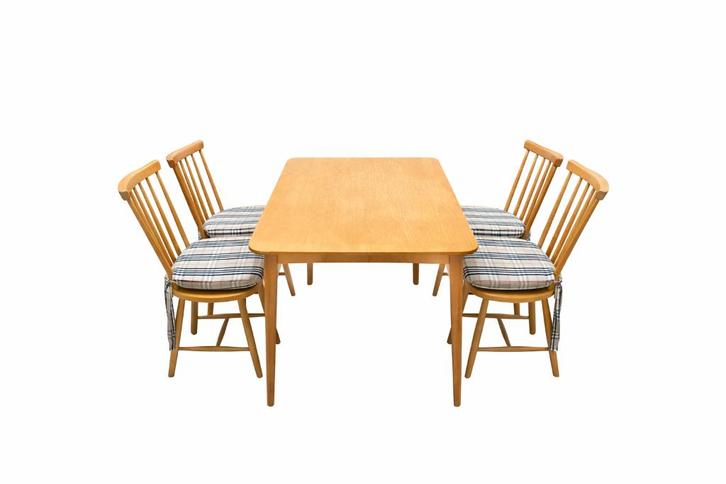 Vintage eettafel met stoelen, Huis en Inrichting, Tafels | Eettafels, Gebruikt, Rechthoekig, Ophalen