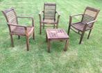 3 x Teak stoelen ( zonder de kleine tafeltje ), Tuin en Terras, Teakhout, Gebruikt, Ophalen