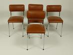 4 x Vintage Stoelen in Skai Leer, Jaren 60 - 70, Ophalen, Gebruikt, Bruin, Bureaustoel