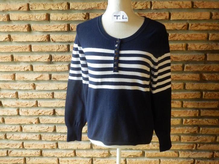 (5) - pull femme t.L noir blanc - breal -, Kleding | Dames, Truien en Vesten, Gedragen, Maat 38/40 (M), Zwart, Ophalen of Verzenden