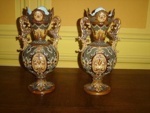 Paire de vases estampillé Wilhelm Schiller & Sons 1900, Antiquités & Art, Antiquités | Vases, Enlèvement ou Envoi