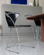 Set 6 Arrben stoelen. Zwart leder. Model Linda en Armlinda., Huis en Inrichting, Stoelen, Ophalen, Gebruikt, Zwart, Leer
