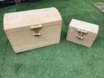 2 leuke kisten in hout, Huis en Inrichting, Woonaccessoires | Kisten, Grenenhout, Gebruikt, Ophalen