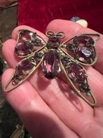 Vintage Vlinder Broche met Paarse Strass Sieraden Speld, Ophalen of Verzenden