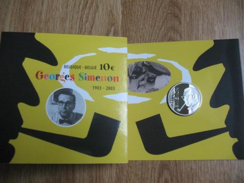 2003 - Georges Simenon 1903-2003 - 10 Euros Argent, Timbres & Monnaies, Monnaies | Europe | Monnaies euro, 10 euros, Belgique