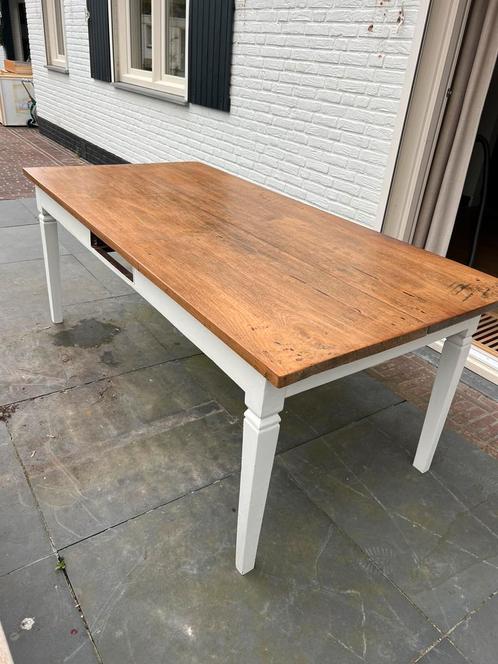 Ambachtelijke eiken tuintafel, Tuin en Terras, Tuintafels, Gebruikt, Ophalen
