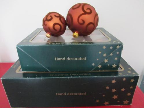 kerstballen-oude kerstballen-2 x 6 stuks-goud/bruin-met vilt, Divers, Noël, Comme neuf, Enlèvement ou Envoi