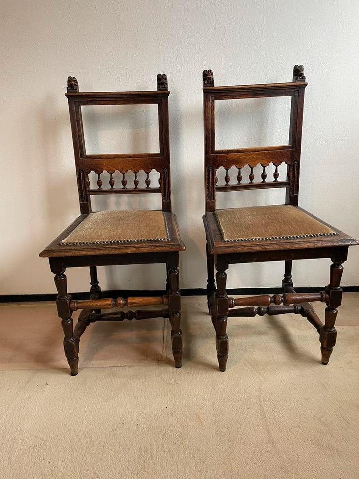 Antieke Eikenhouten Stoelen - Set van 2, Antiquités & Art, Antiquités | Meubles | Chaises & Canapés, Enlèvement