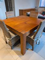 Teak eettafel met vier stoelen, Huis en Inrichting, Ophalen, Zo goed als nieuw