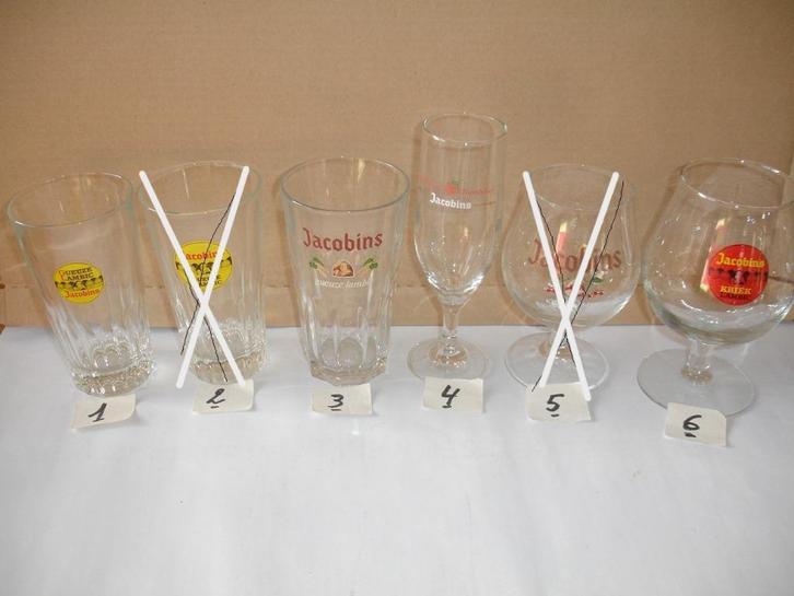 Bierglazen Jacobins, gueuze en kriek, brij. Vander Ghinste, Verzamelen, Biermerken, Zo goed als nieuw, Glas of Glazen, Overige merken