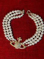 Goudkleurige Vivienne Westwood halsketting parels kristal, Bijoux, Sacs & Beauté, Enlèvement ou Envoi, Comme neuf