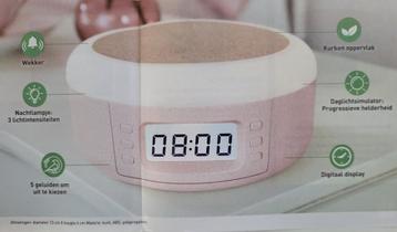 roze digitale wekker met daglichtsimulator en natuurgeluiden