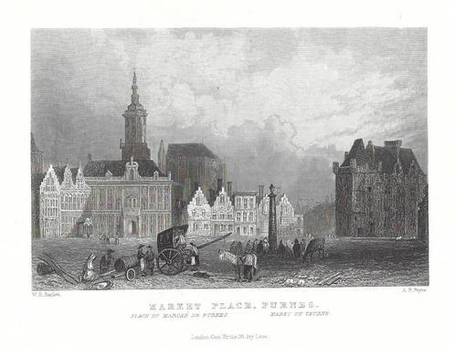 1837 - Veurne - de Grote Markt, Antiquités & Art, Art | Eaux-fortes & Gravures, Envoi