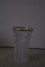 Elegante kristallen vaas met goudkleurige rand, Ophalen of Verzenden